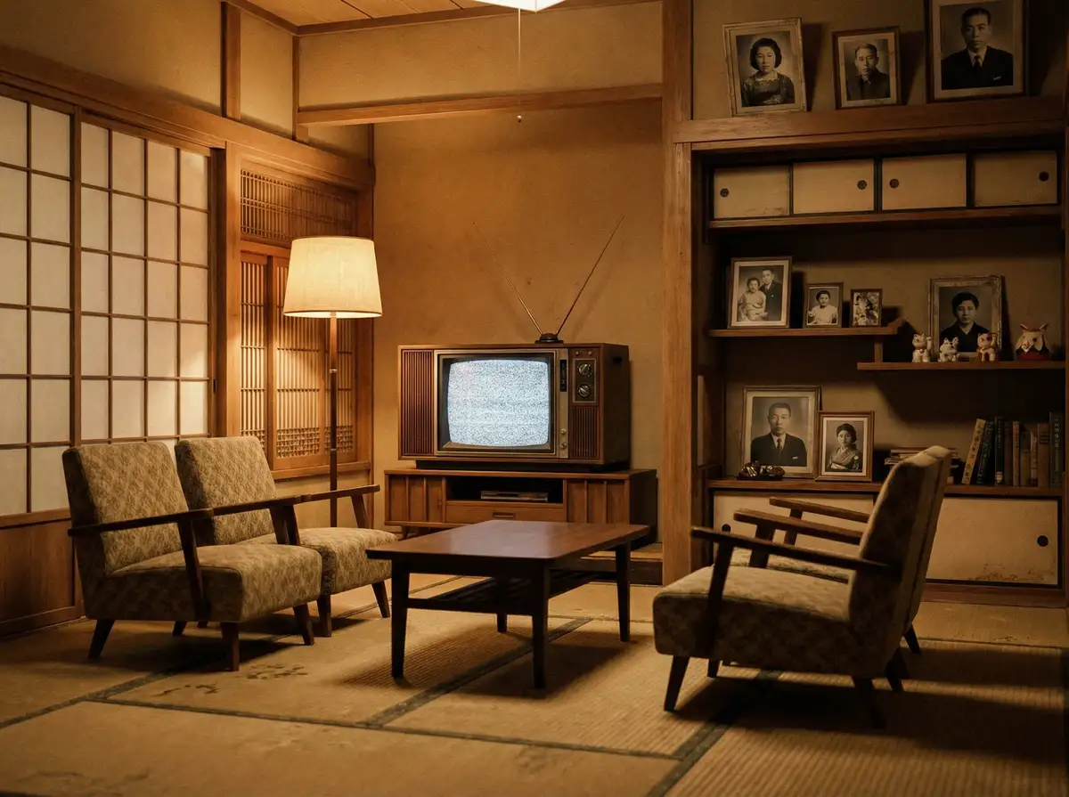 昭和时代客厅场景的纪录片视频封面