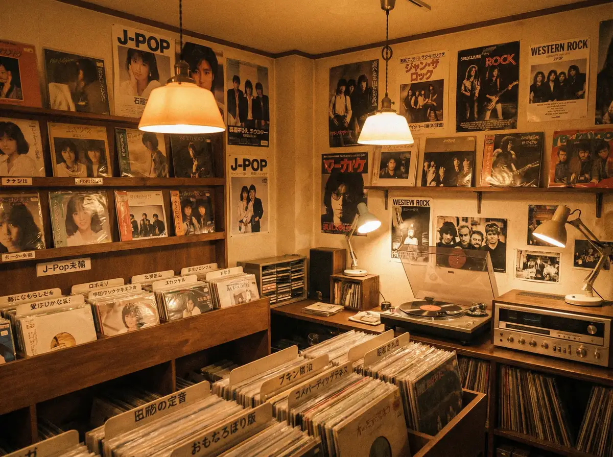 昭和时代唱片店的怀旧内景
